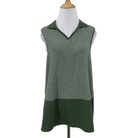 Puma Golf Breeze Tank Top Womens L Large Thyme Colorblock Collar Sleeveless Polo - Picture 1 of 10